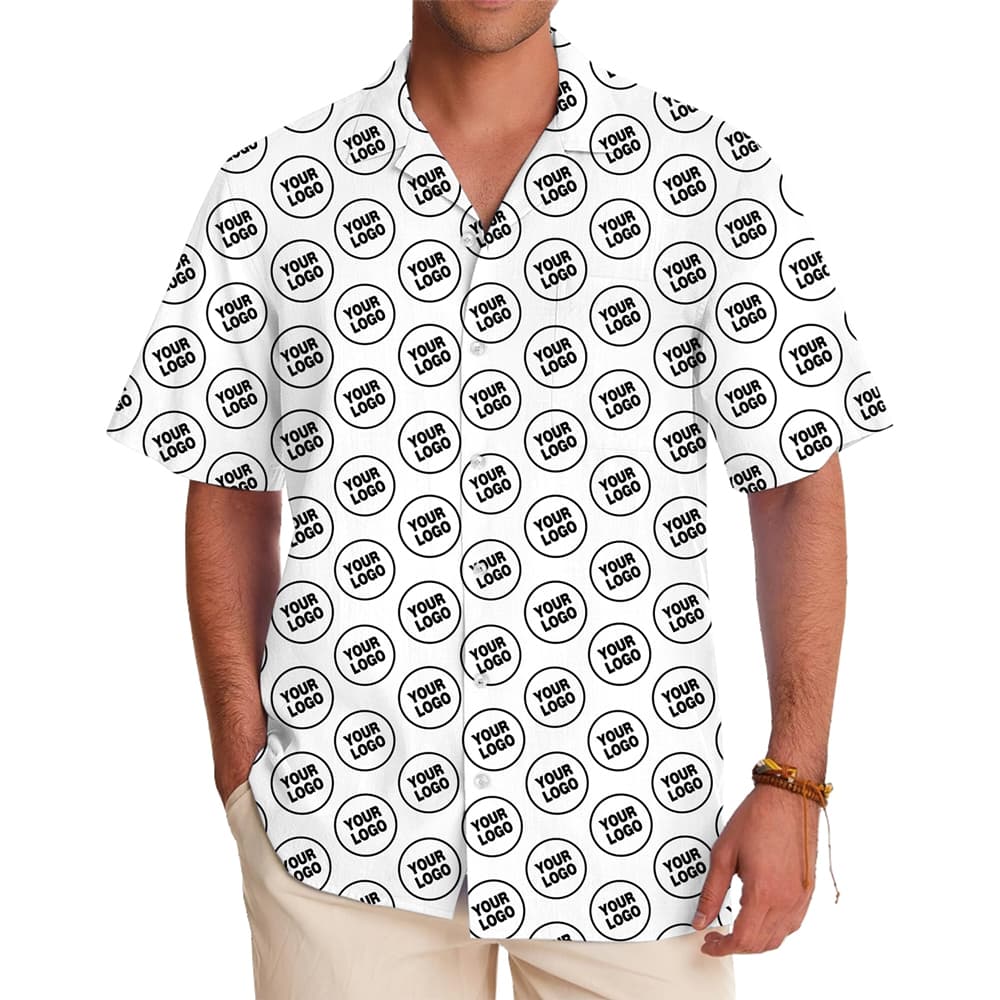 Customize-Logo-Hawaiian-Shirt-With-Business-Logo-in-model