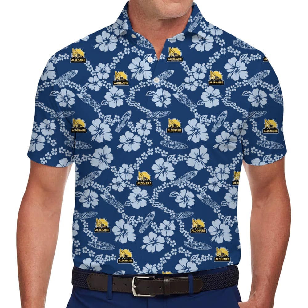 Customized With Your Logo Hibiscus Polo Shirt