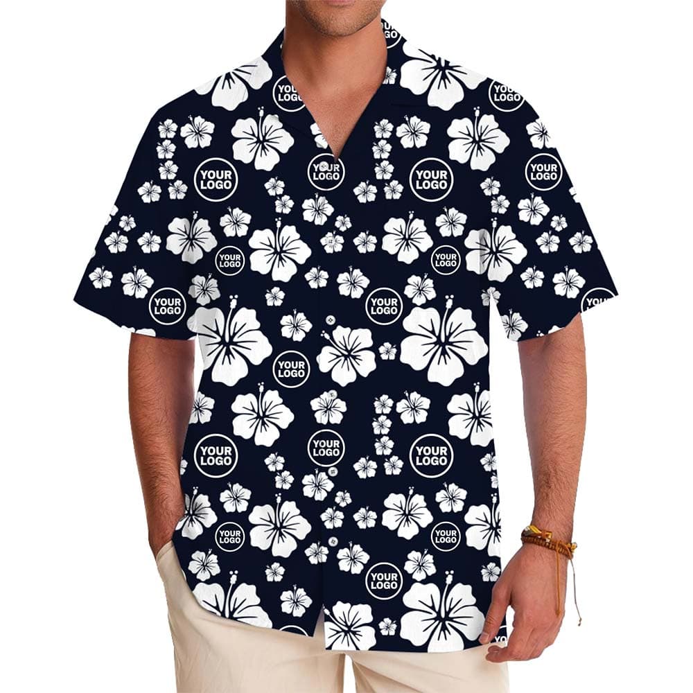 Model in Easy Custom Hawaiian Shirts With Logo And Instant Preview