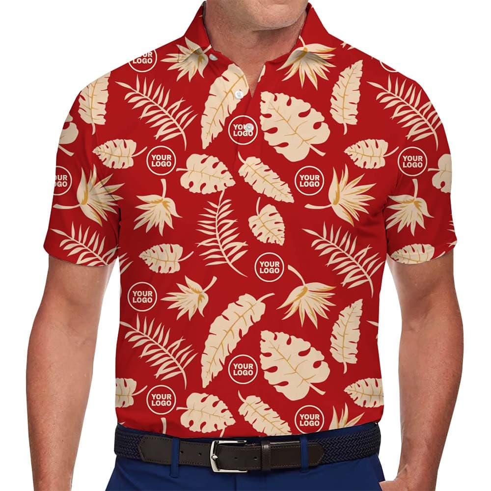 Model in Personalized Plus Size Tropical Polo With Instant Preview