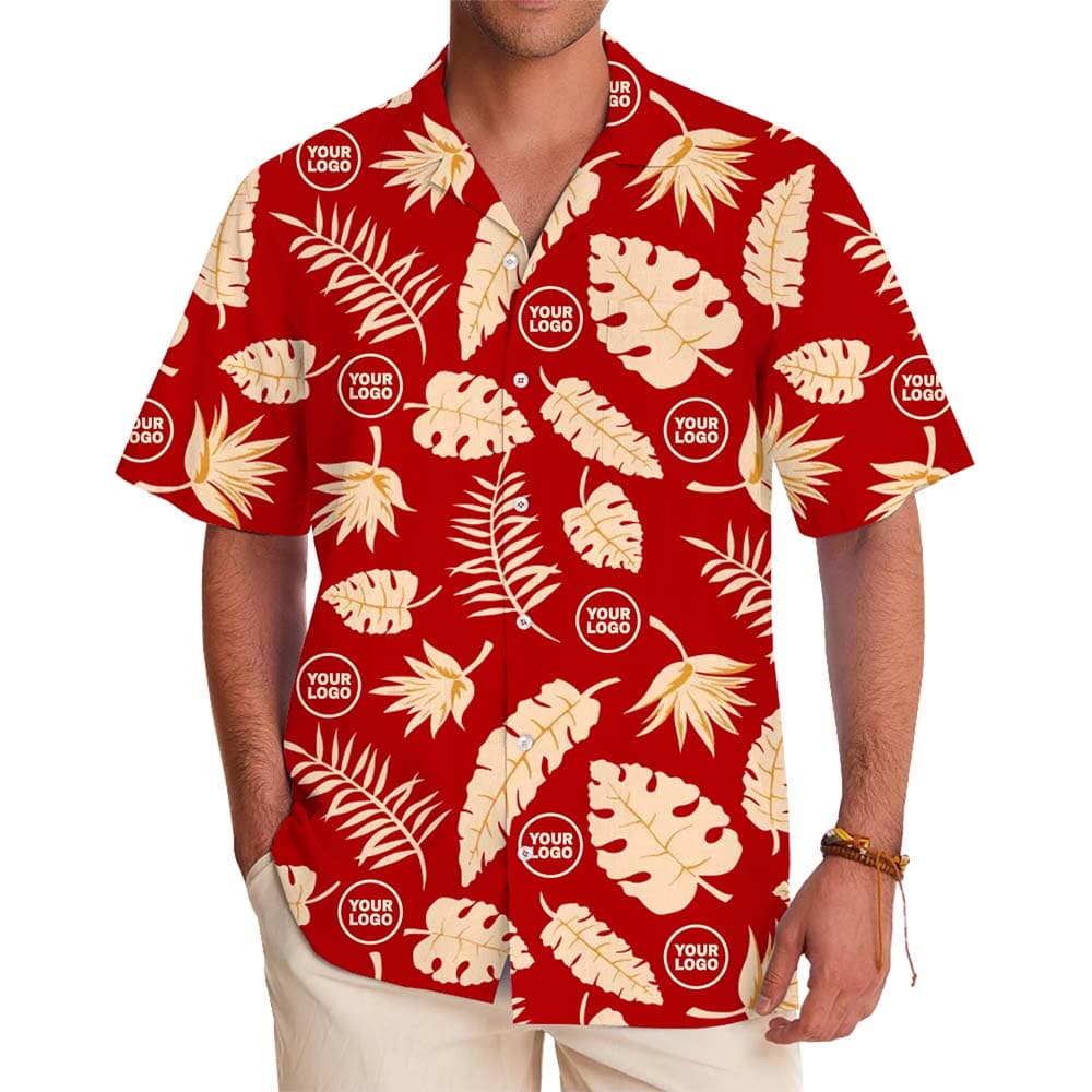 Model in Personalized Plus Size Tropical Shirt With Instant Preview