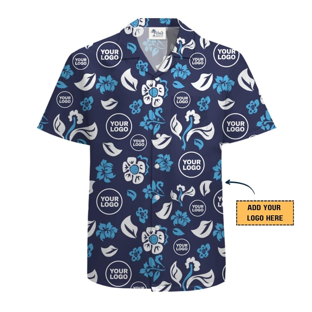 Personalized Logo Floral Button Up With 1-2 Logos