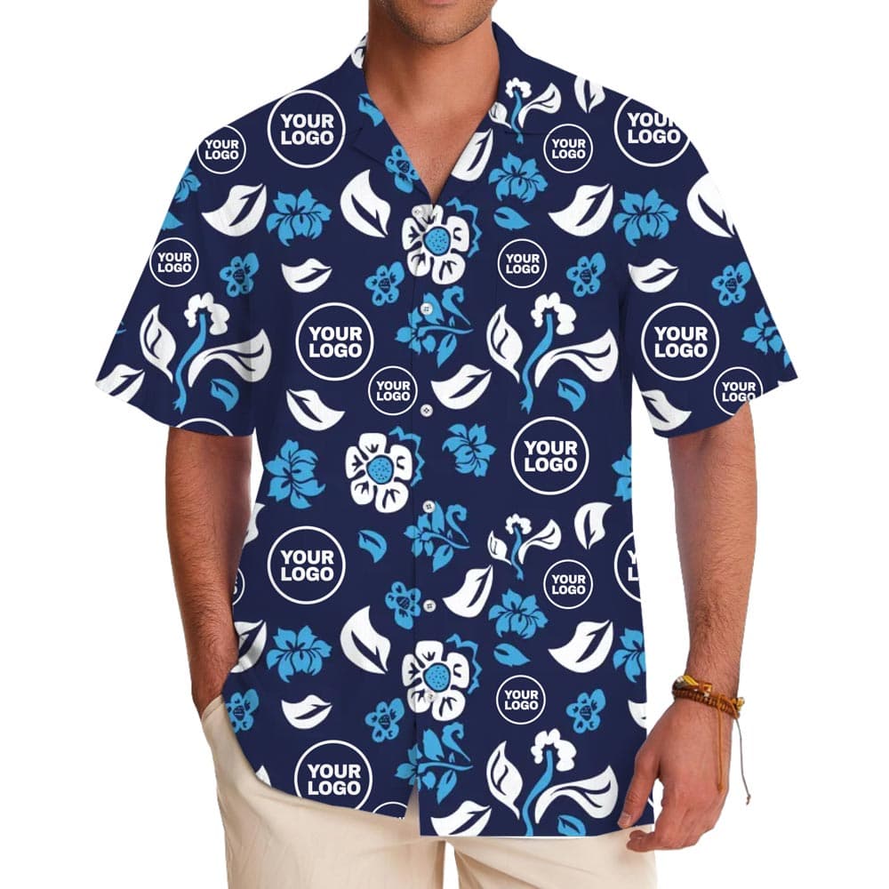 Personalized Logo Floral Button Up With 1-2 Logos