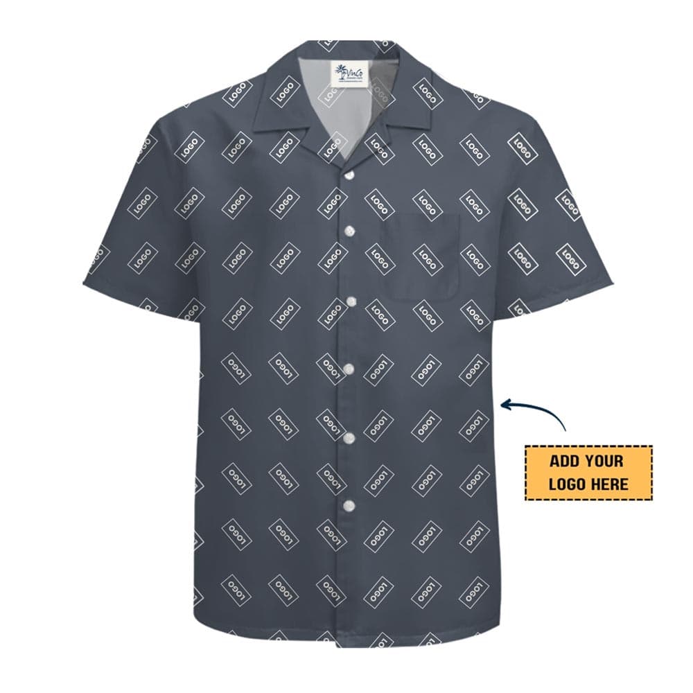 Plain Color Hawaiian Shirt With Custom Logo And Preview1