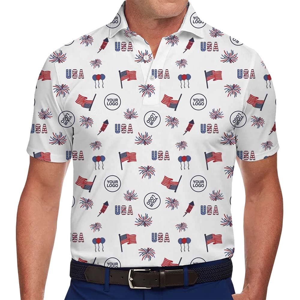 4th of July Custom Company Collared Polo Shirt
