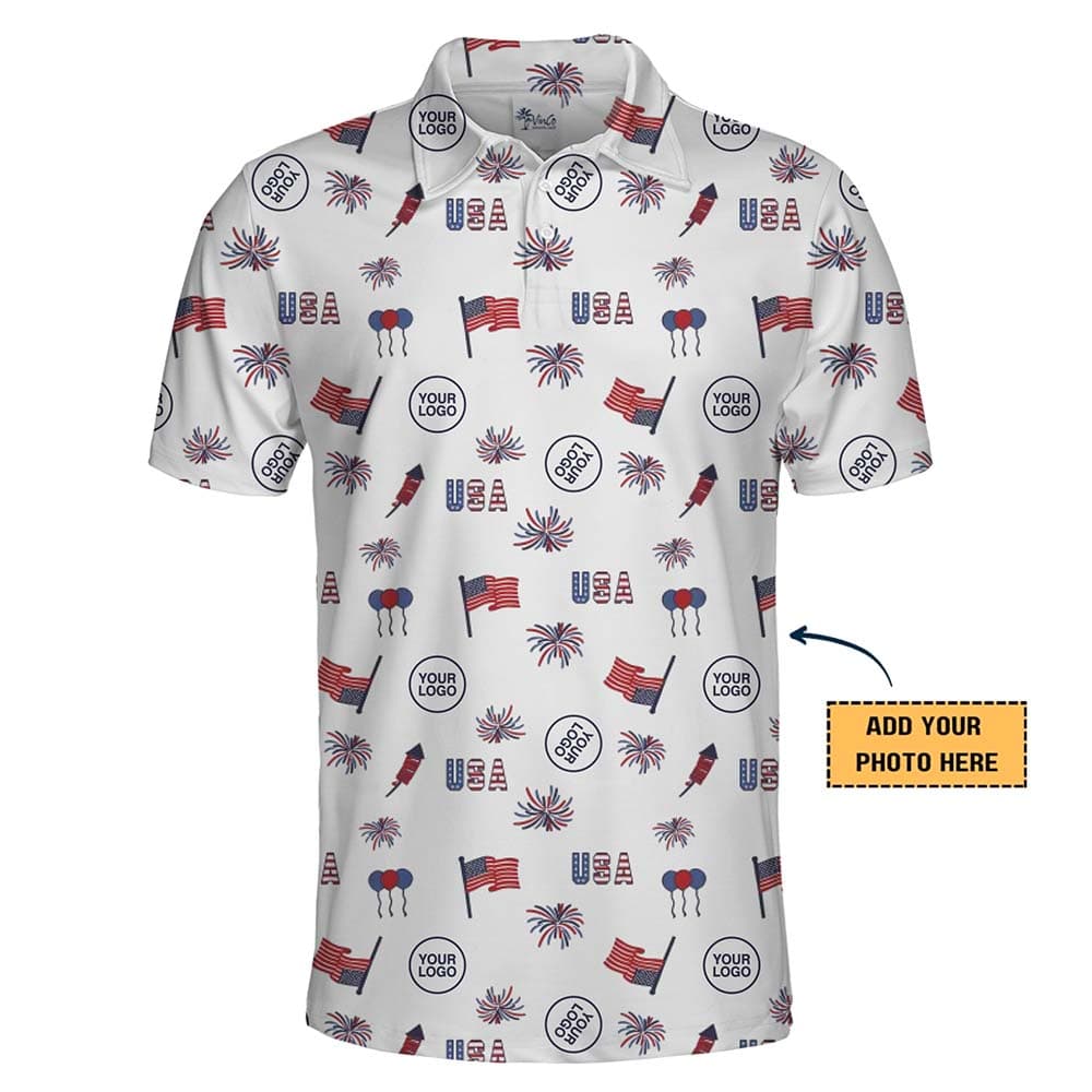 4th of July Custom Company Collared Polo Shirt