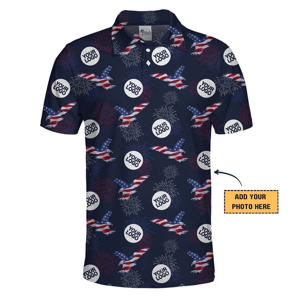 4th of July Custom Company Eagle Polo Shirt With Preview