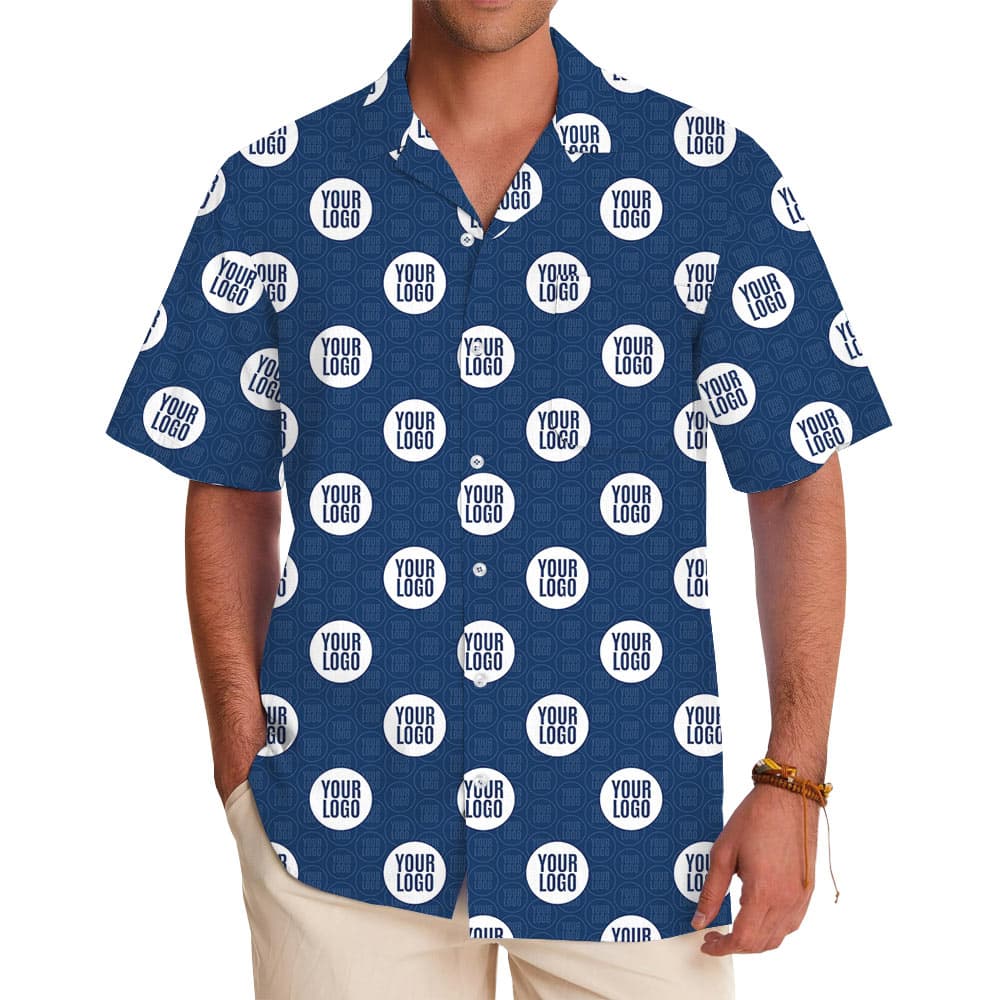All Over Print Company Logo Button Up Shirt