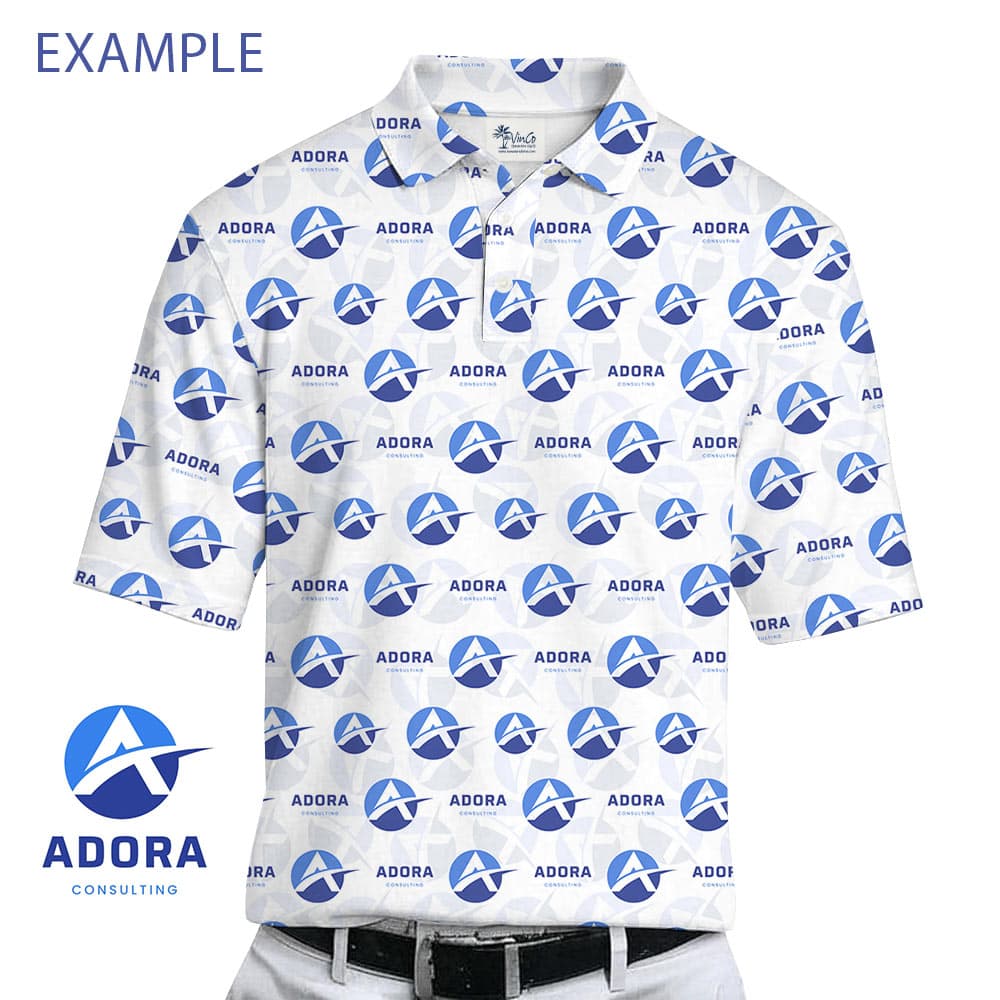 All Over Print Corporate Logo Collared Polo Shirt