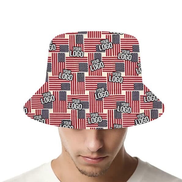 American Flags Logo Print Bucket Hat