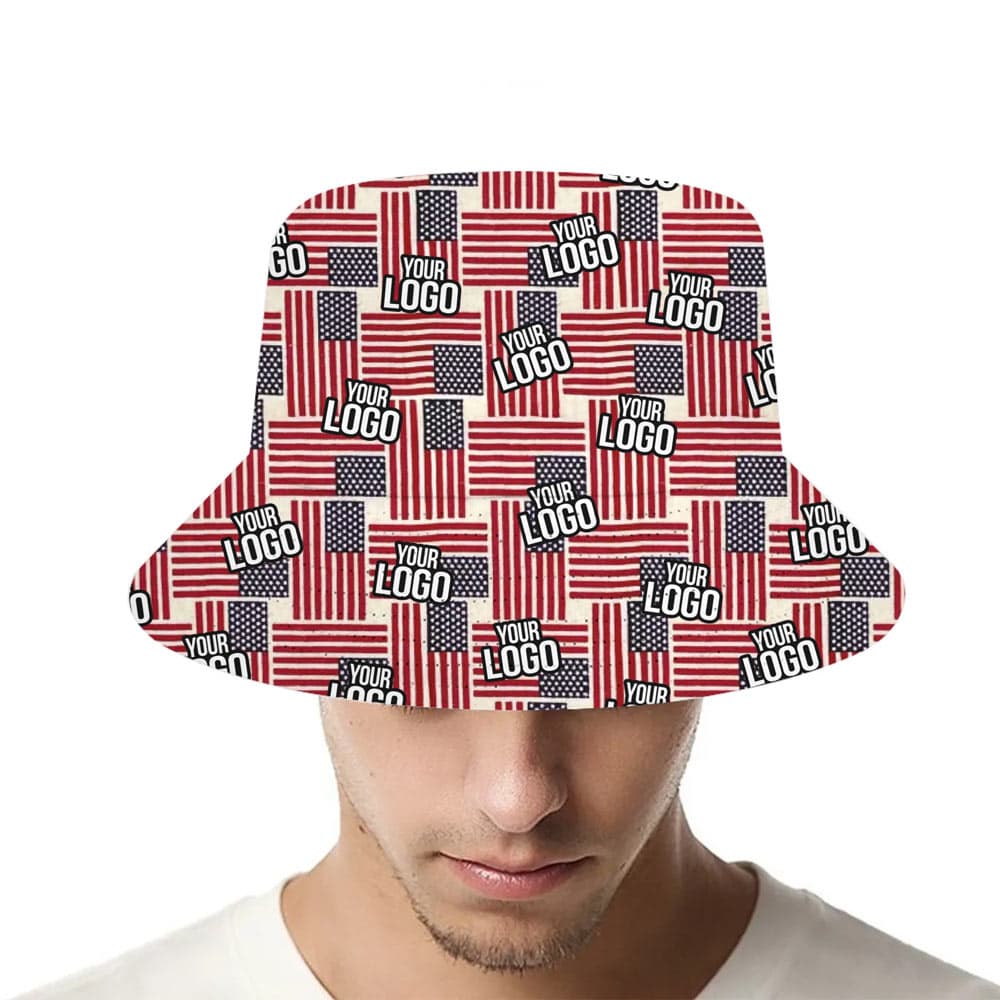American Flags Logo Print Bucket Hat