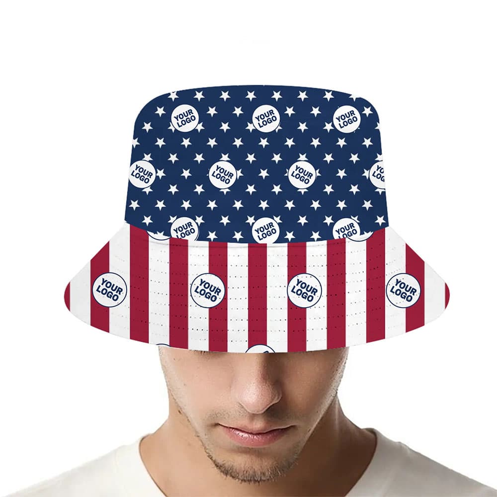 American Pride Custom Logo Bucket Hat With Preview
