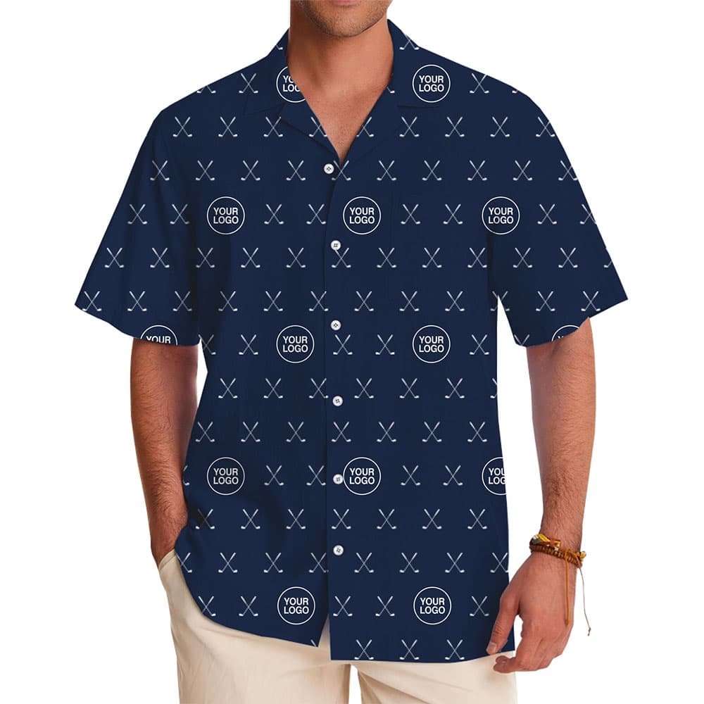 Business Branded Golf Club Hawaiian Shirt With Logo