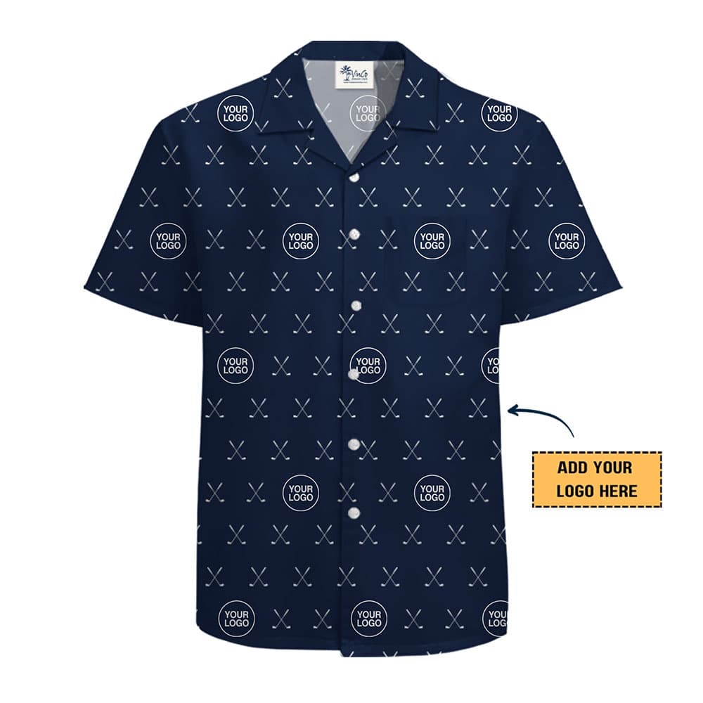 Business Branded Golf Club Hawaiian Shirt With Logo