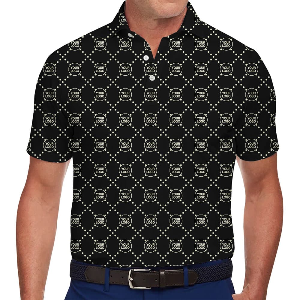 Classic Custom Logo Grid Collared Polo Shirt1
