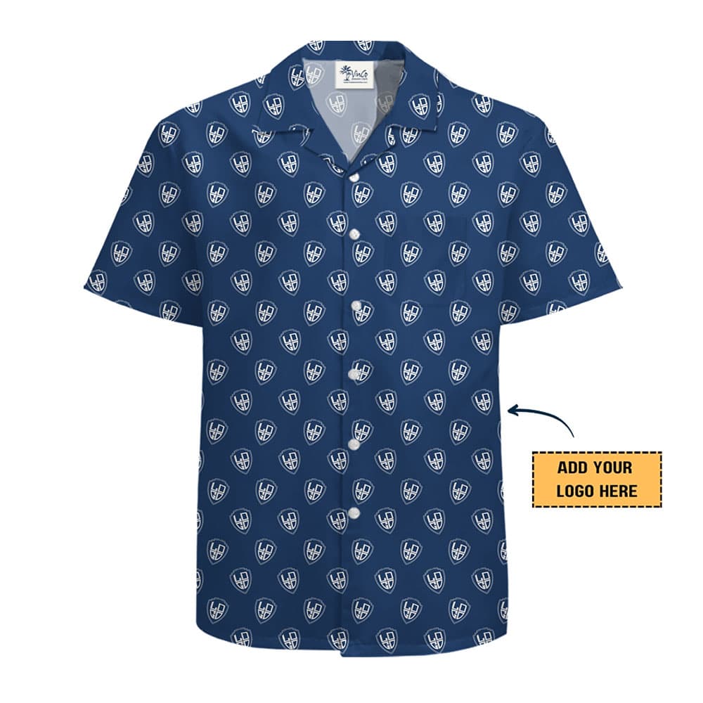 Classic Pattern Custom Logo Button Up Shirt With Preview