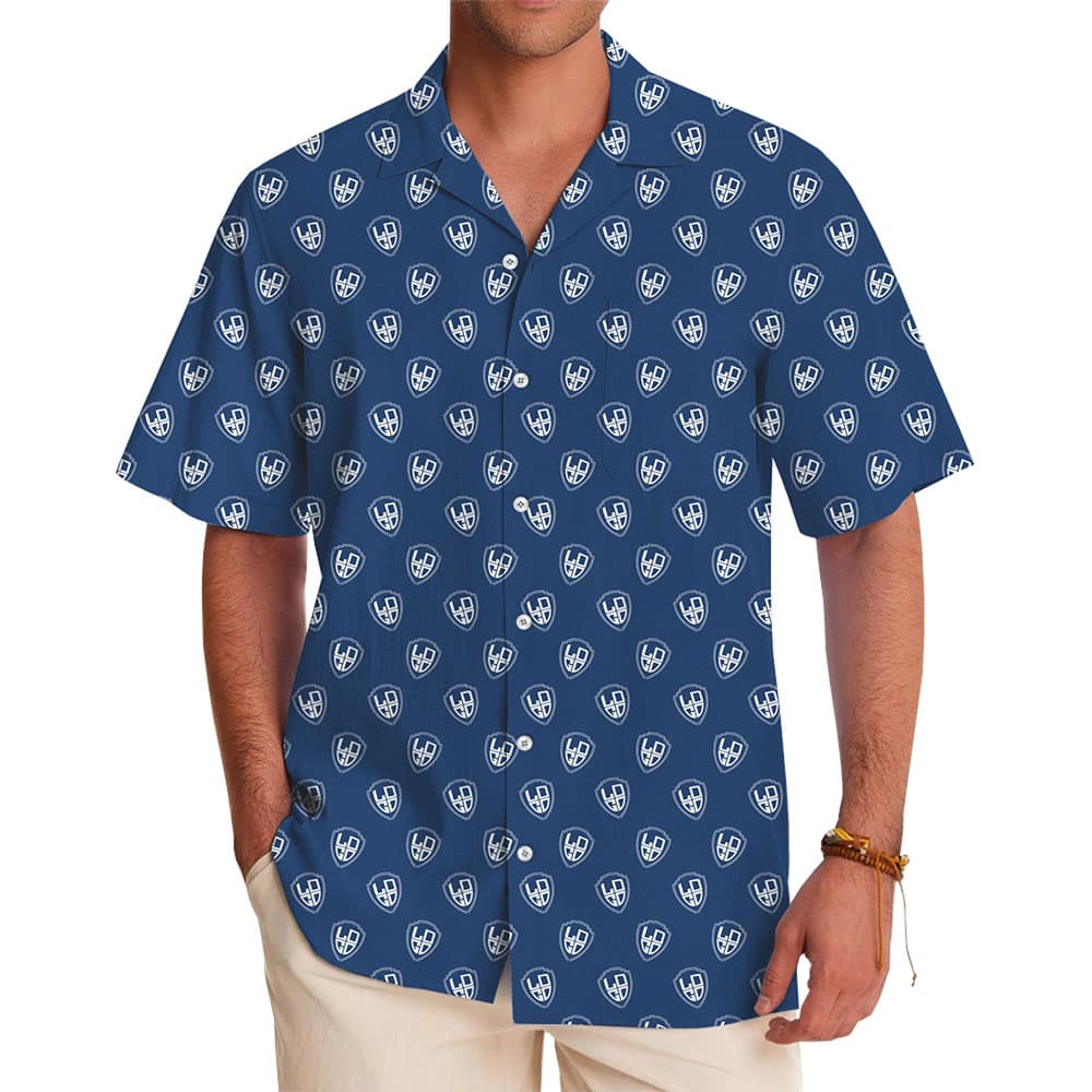 Classic Pattern Custom Logo Button Up Shirt With Preview