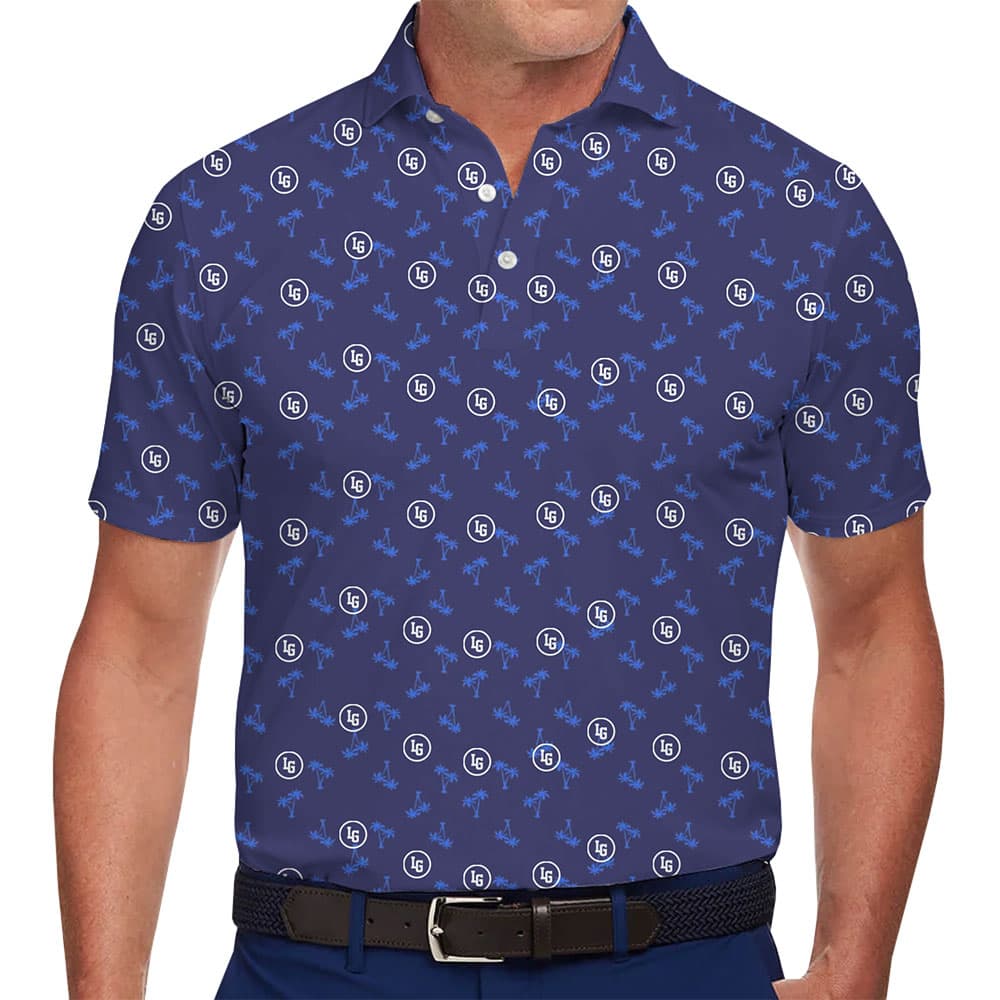 Comfortable and Trendy Polo Shirt with Unique Blue Patterns