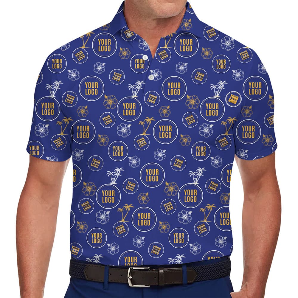 Company Event Tropical Logo Collared Polo Shirt