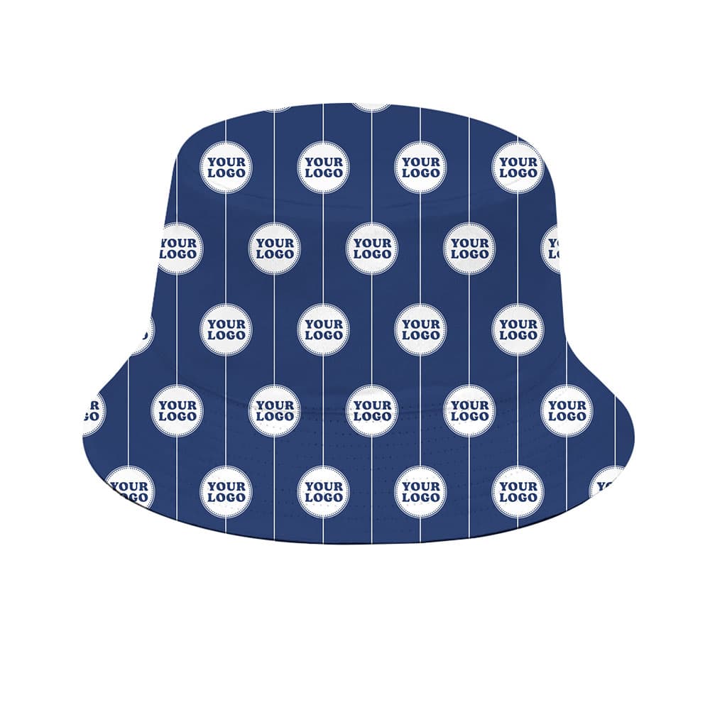 Custom All Over Logo Bucket Hat With Stripes