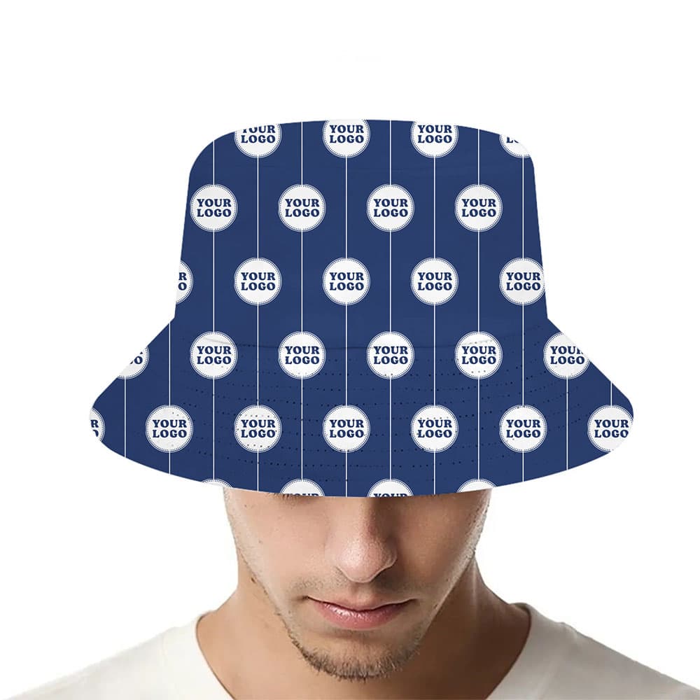 Custom All Over Logo Bucket Hat With Stripes