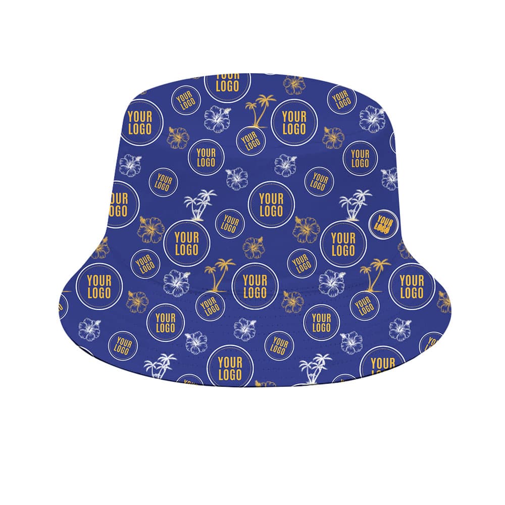 Custom Branded Palm And Hibiscus Bucket Hat
