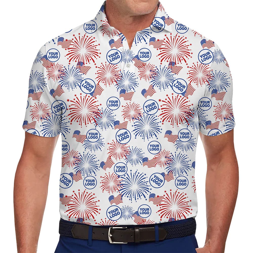 Custom Independence Day Polo Shirt With Logo in model