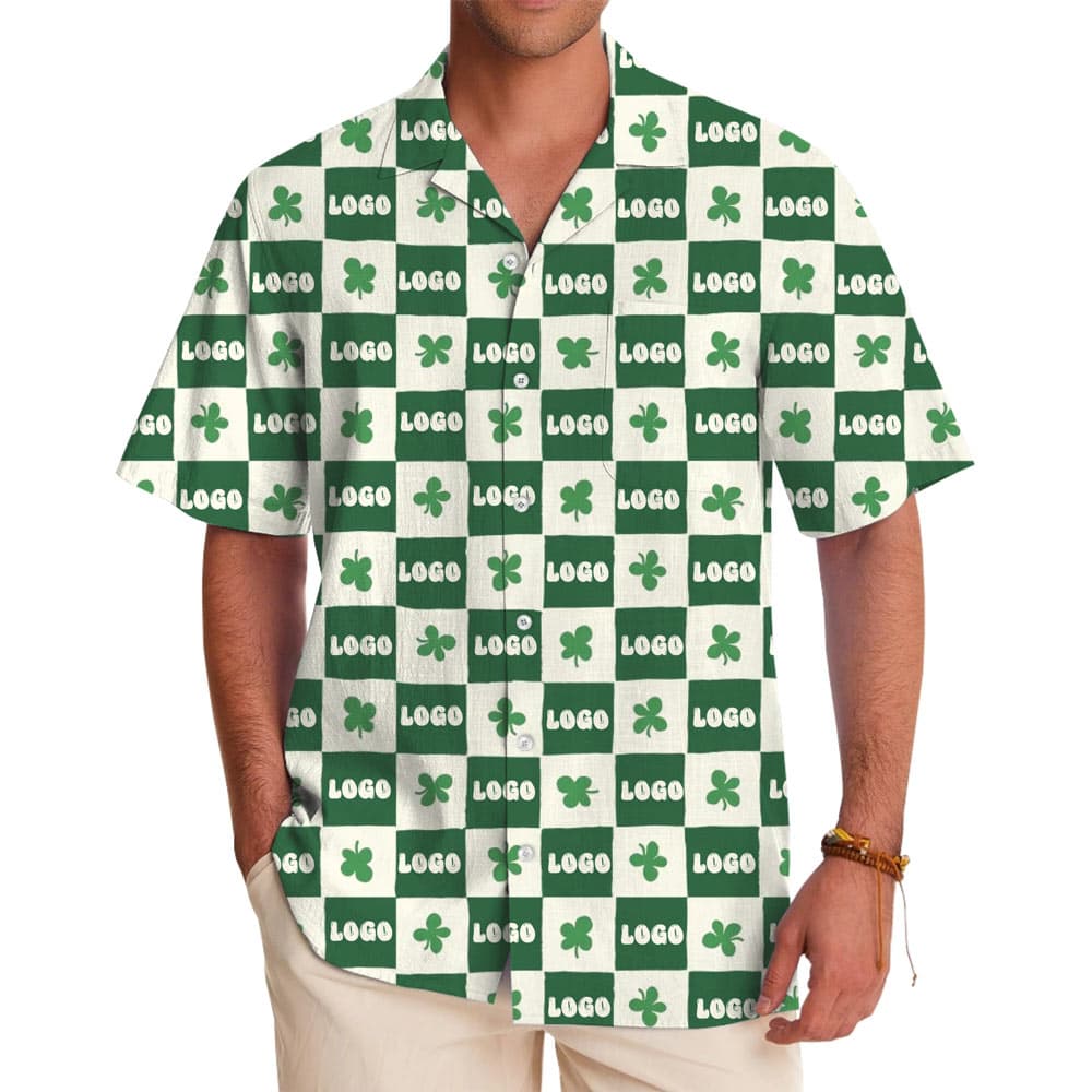 Custom-Logo-Checkerboard-Shamrock-Hawaiian-Shirt-1
