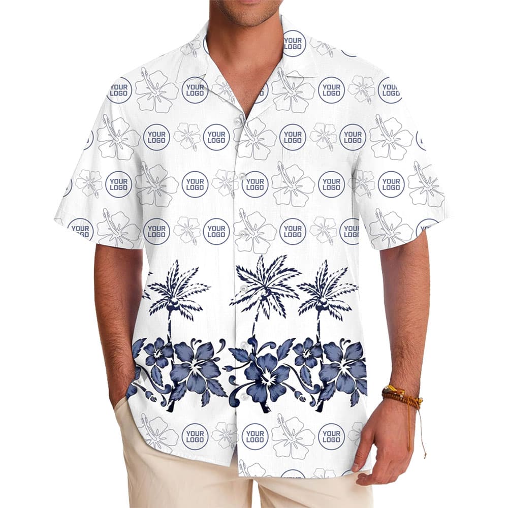 Custom Logo Coastal Elegance Hawaiian Shirt