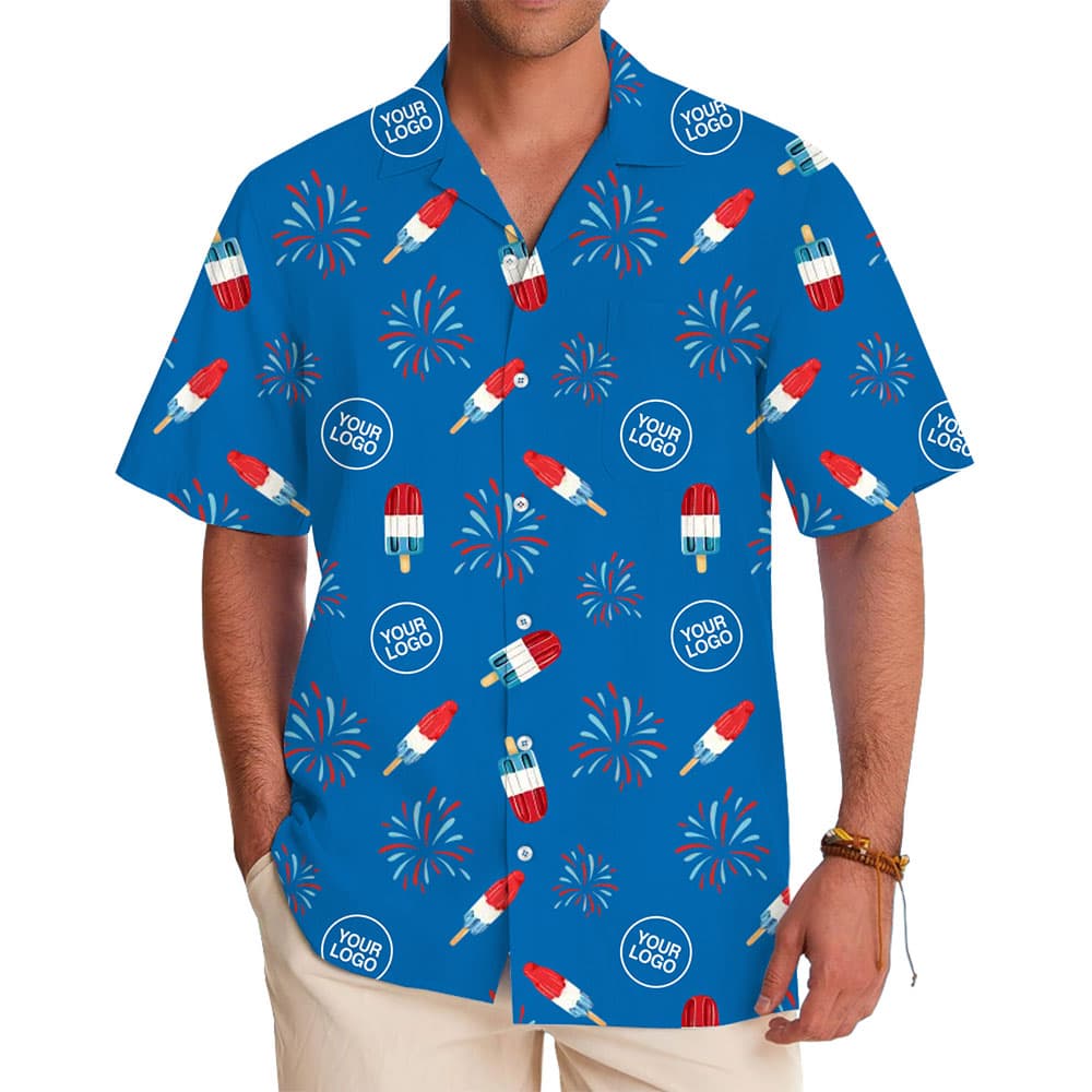 Custom Logo Fireworks Hawaiian Shirt (1)