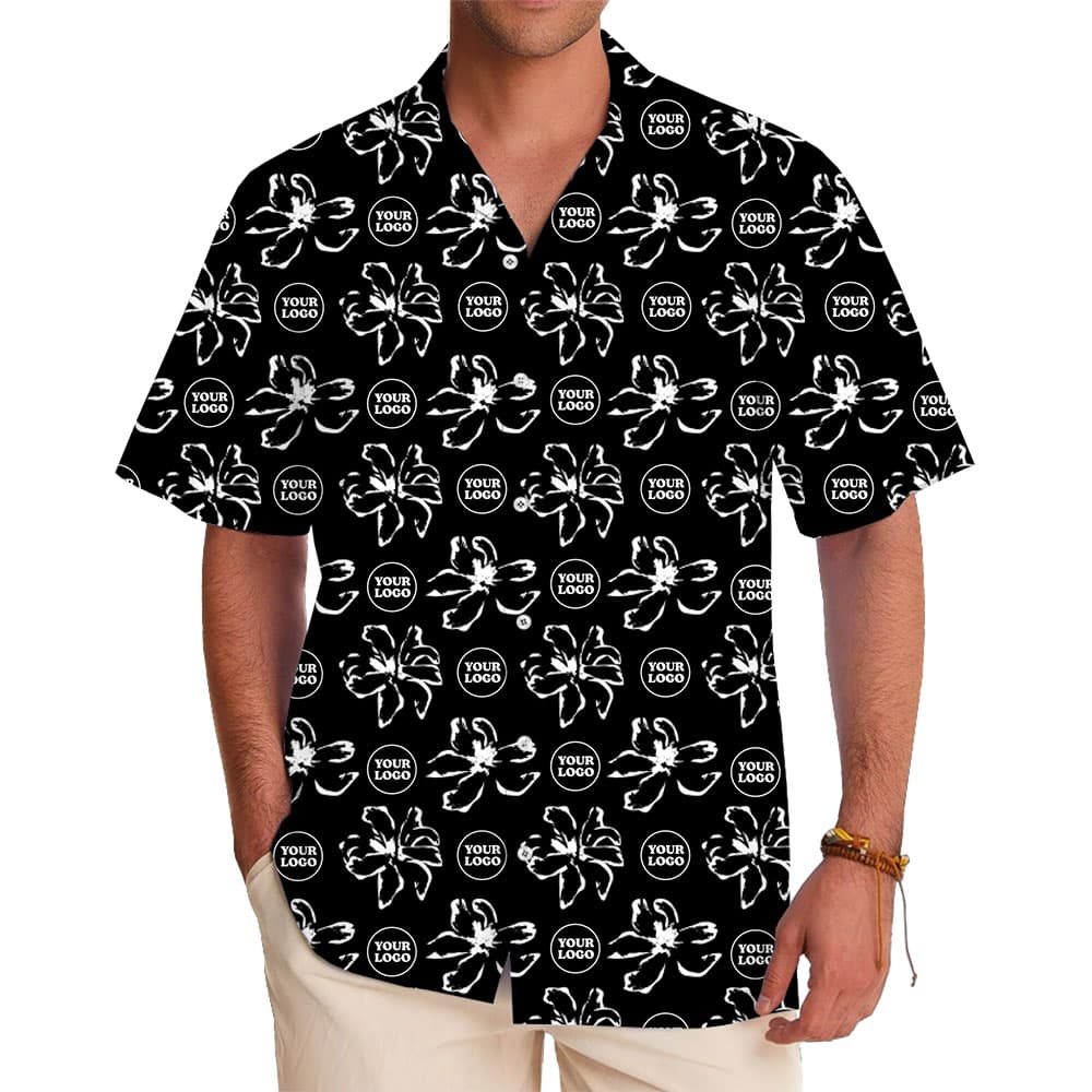 Custom Logo Midnight Bloom Hawaiian Shirt