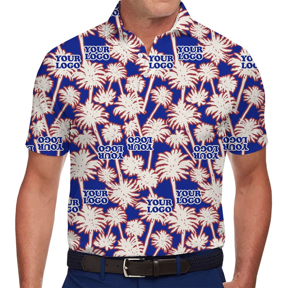 Custom Logo Palm Paradise Collared Polo Shirt