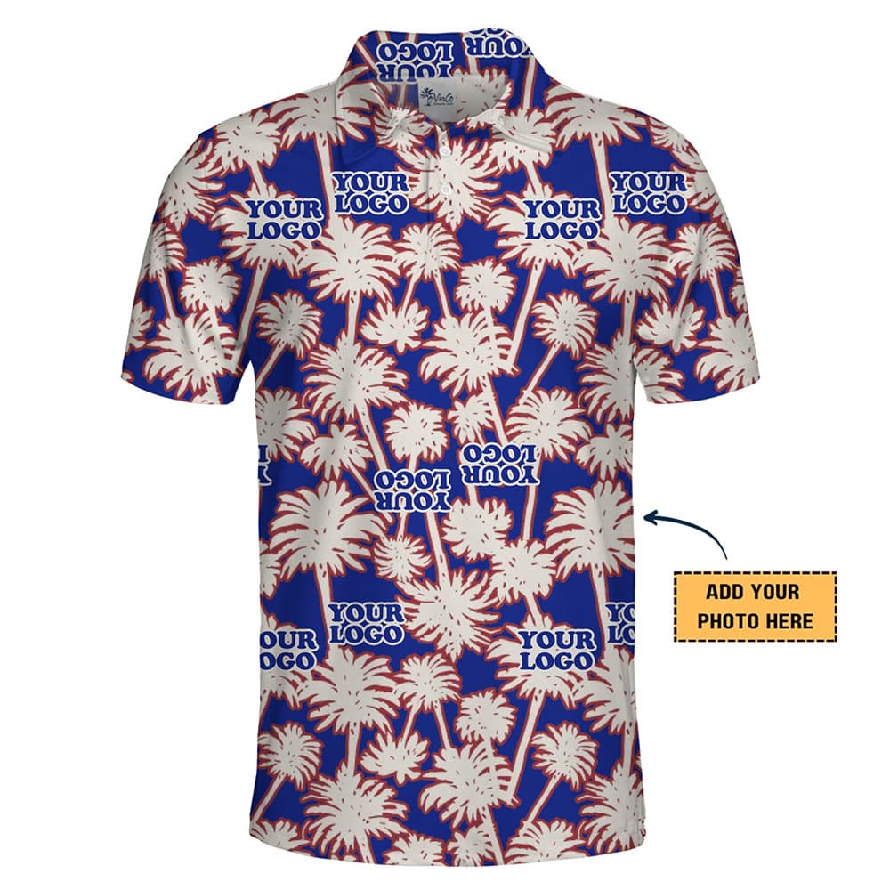 Custom Logo Palm Paradise Collared Polo Shirt