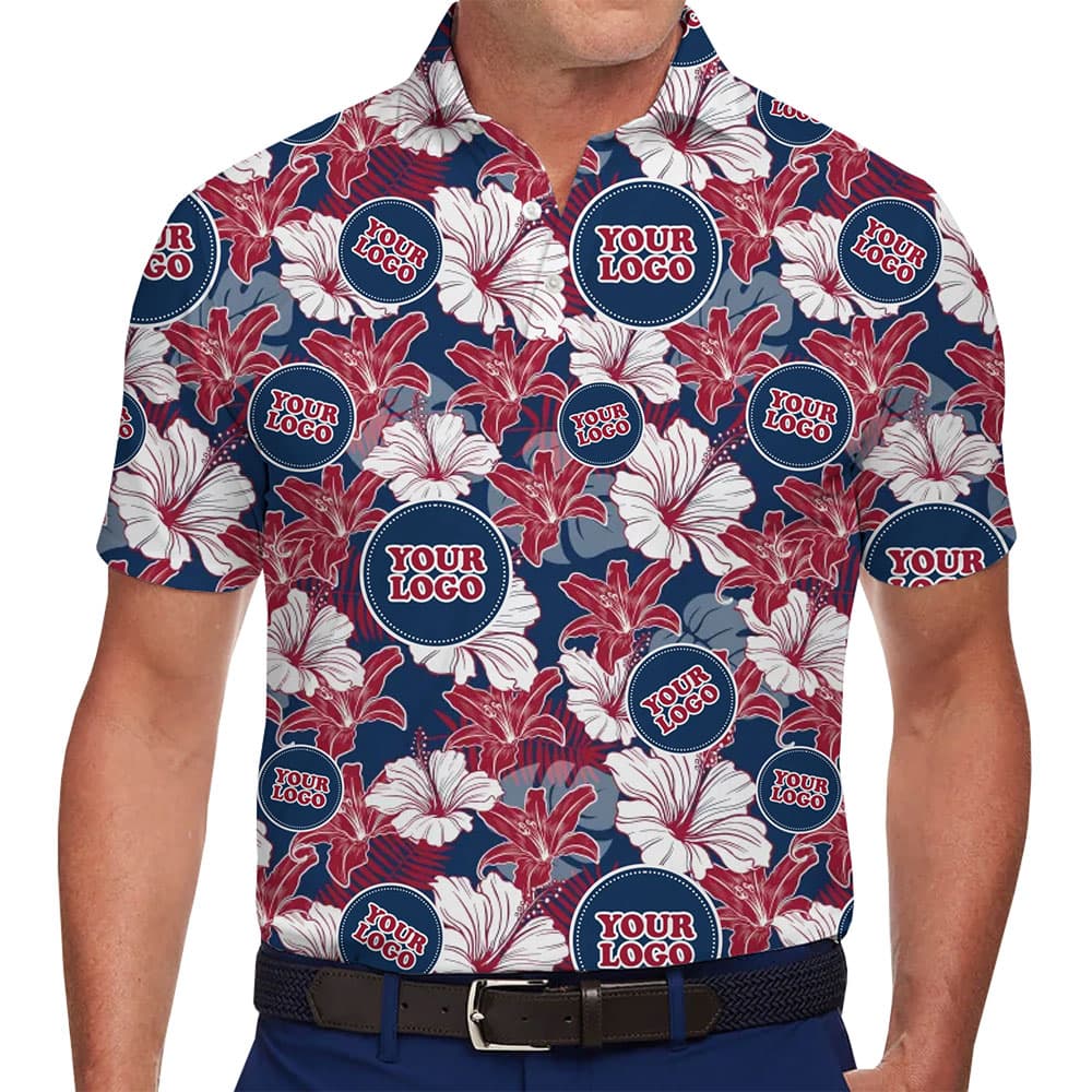 Custom Logo Patriotic Hibiscus Polo Shirt