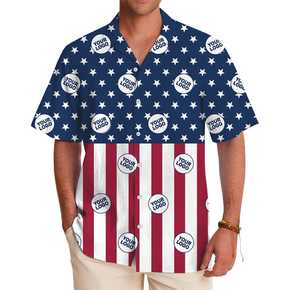 Custom Logo Red White Blue Hawaiian Shirt1