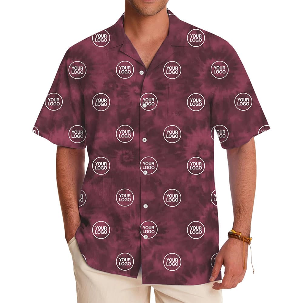 Custom Logo Tie‑Dye Hawaiian Shirt With Preview1