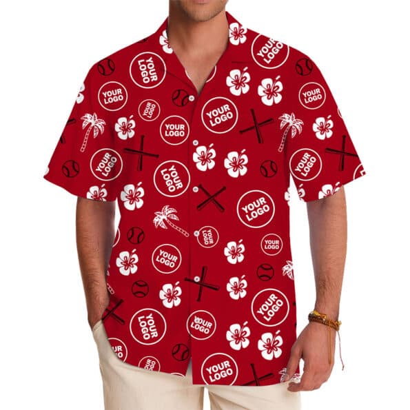 Custom Printed Red Hawaiian Shirt with Business or Vacation Style