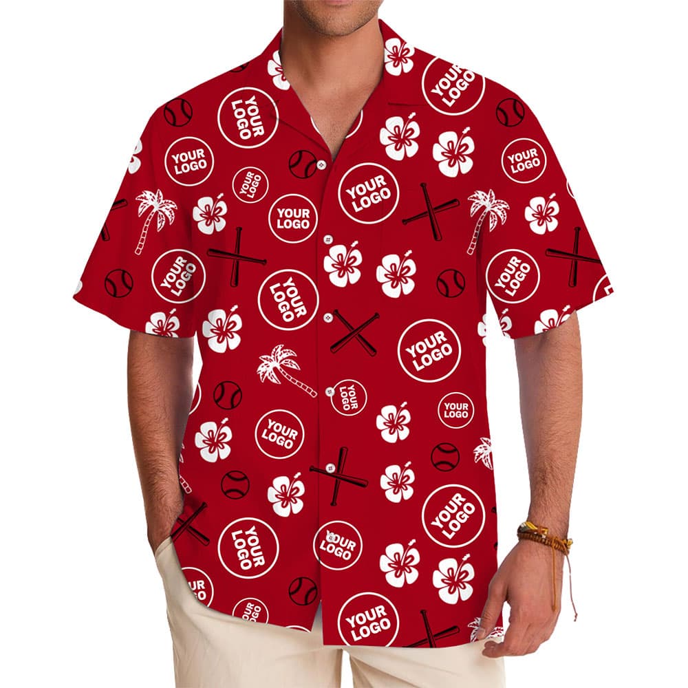 Custom Printed Red Hawaiian Shirt with Business or Vacation Style