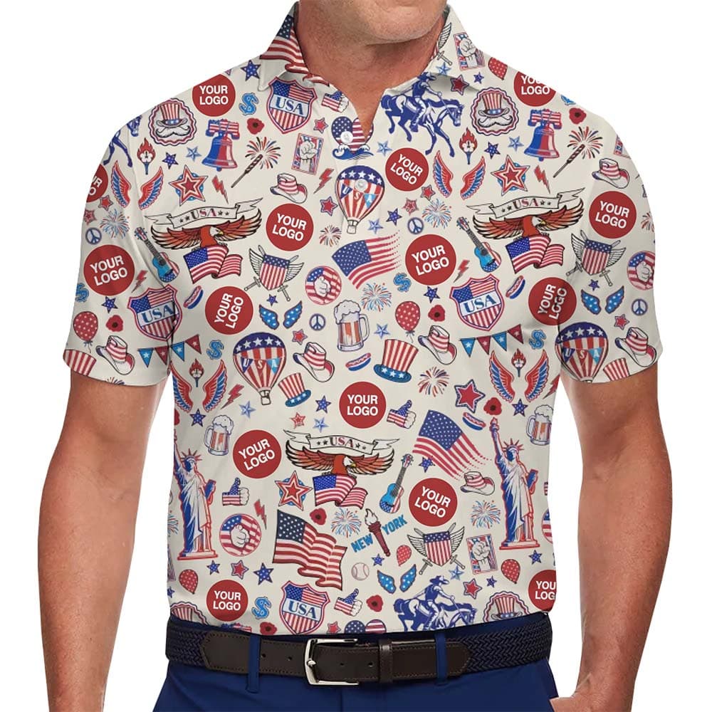 Fourth of July Custom Logo Polo Shirt With Preview