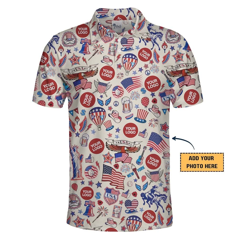 Fourth of July Custom Logo Polo Shirt With Preview
