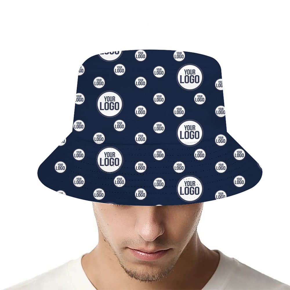 Minimalist Logo Pattern Bucket Hat With Preview