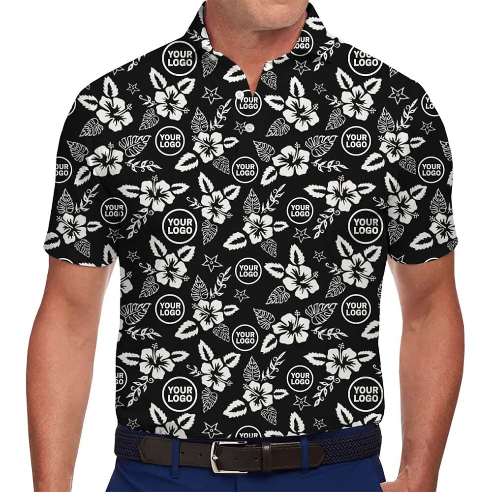 Model in Basic Hibiscus Polo Shirts With Plus Size And Custom Logo