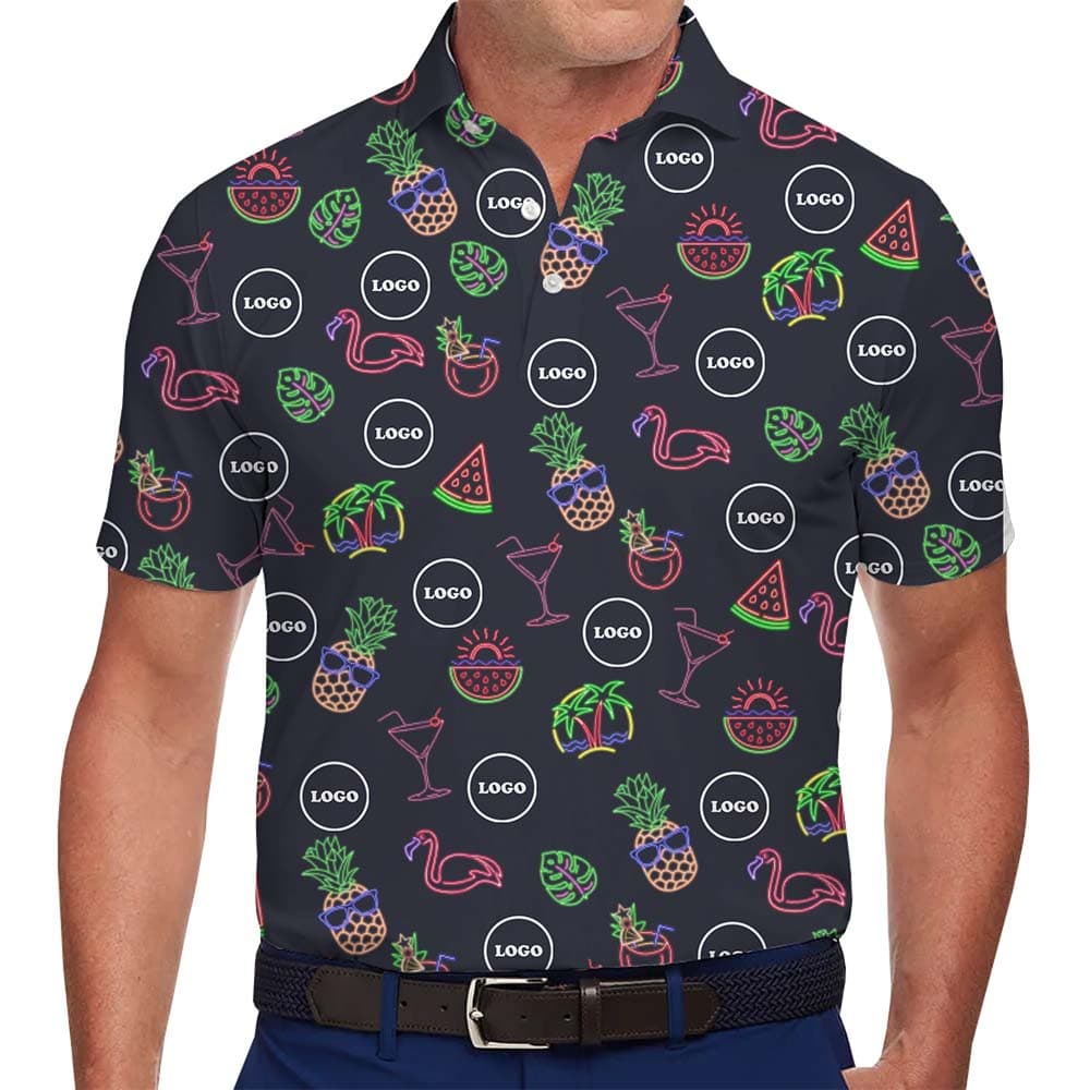 Model in Beach Summer Polo Shirts With Custom Logo
