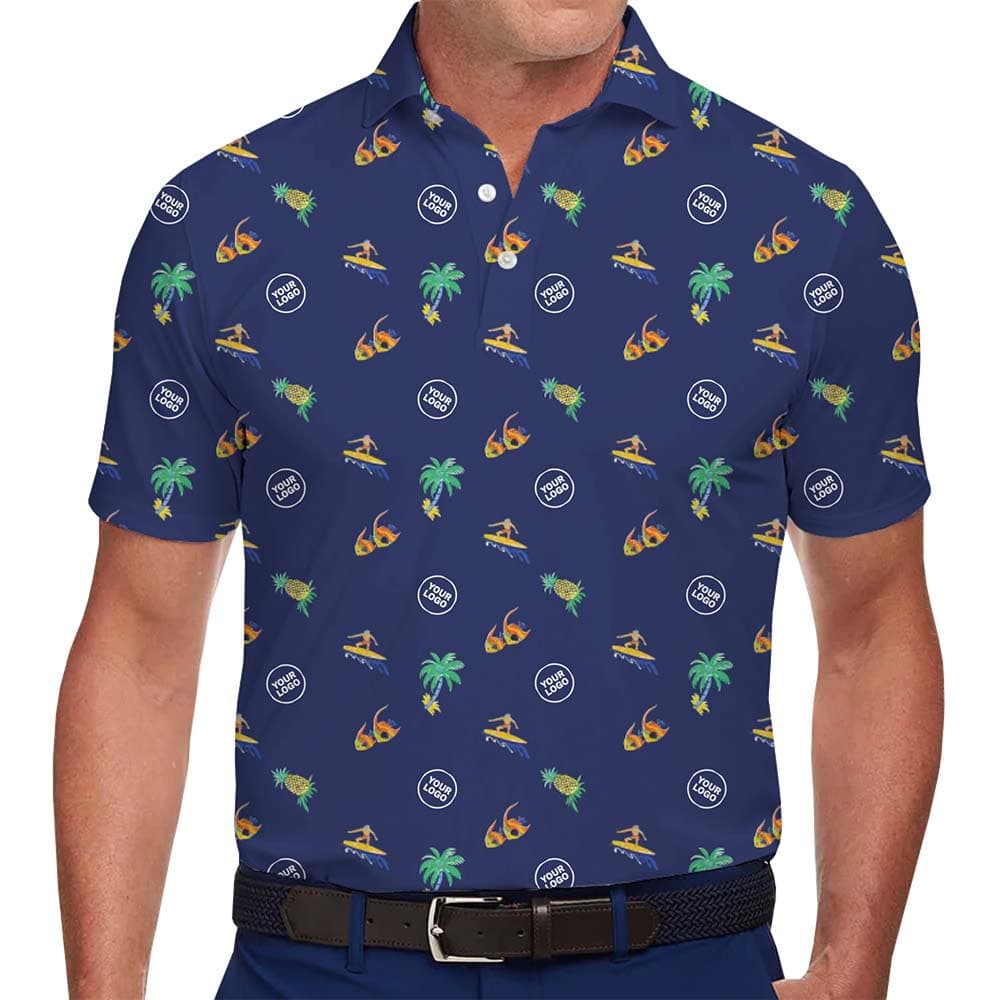 Model in Custom Beach Polo Shirt For Men With Plus Size