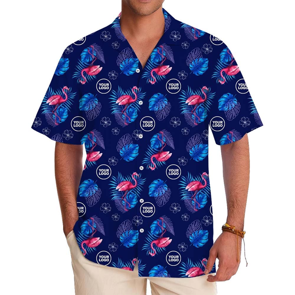 Model in Custom Pink Flamingo Hawaiian Shirt With Plus Size Included