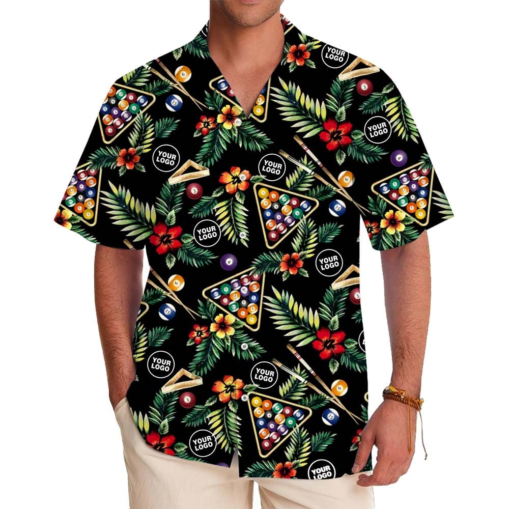 Model in Custom Tropical Billiard Hawaiian Shirt With Plus Size