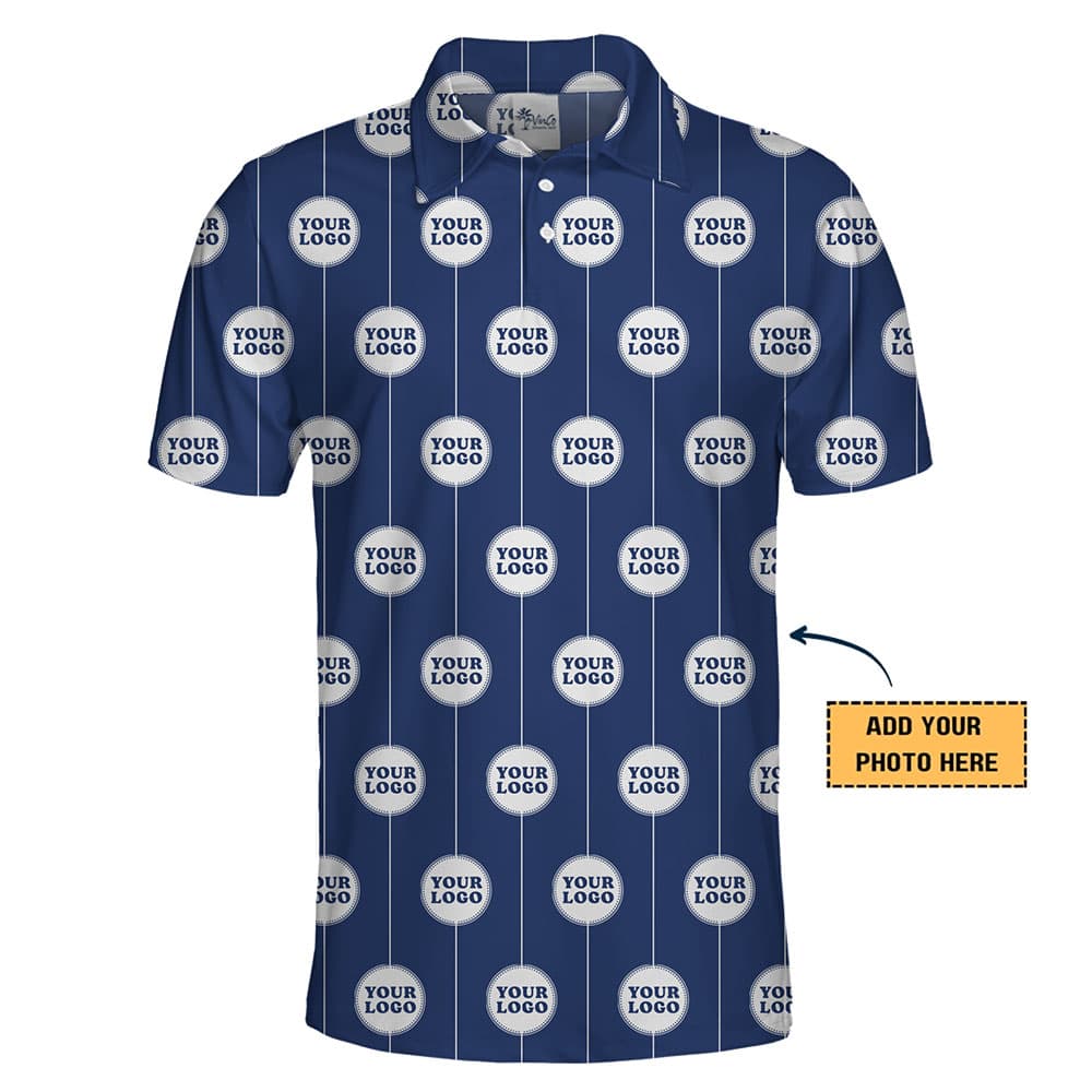 Modern Business Logo Print Collared Polo Shirt