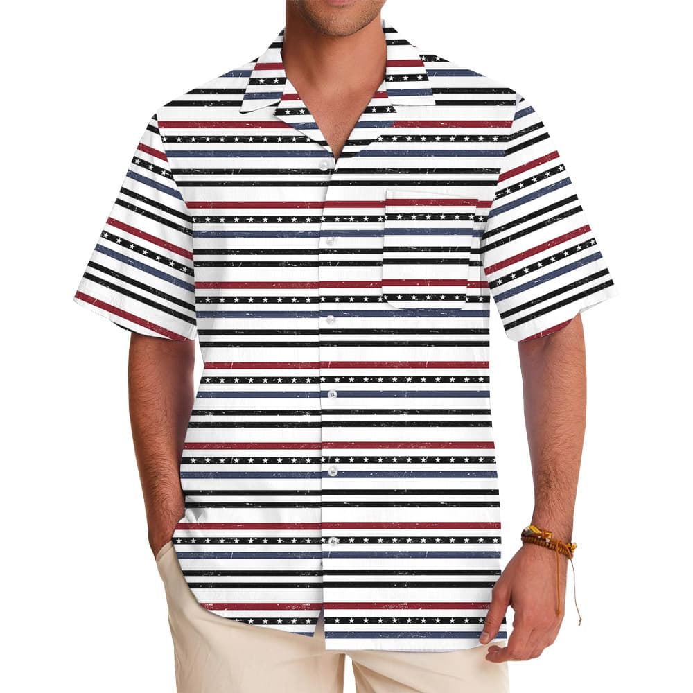 Modern Striped Patriotic Button-Up Shirt