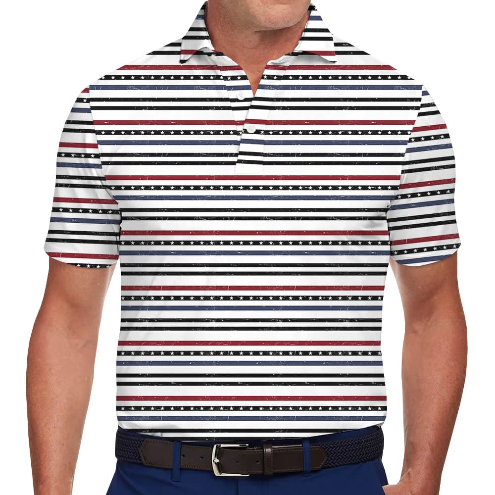 Modern Striped Patriotic Polo Shirt