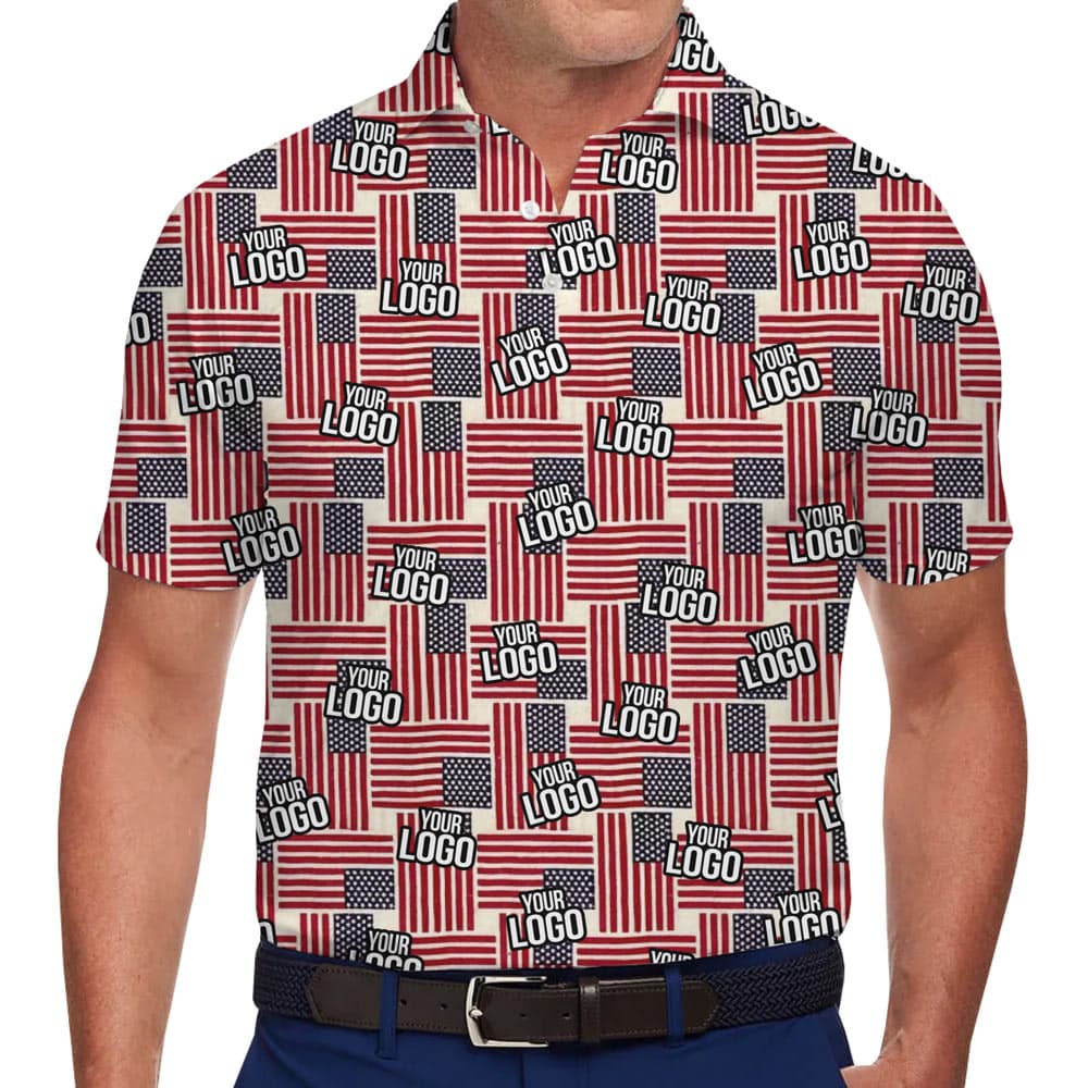 Patriotic-Logo-Print-Collared-Polo-Shirt1